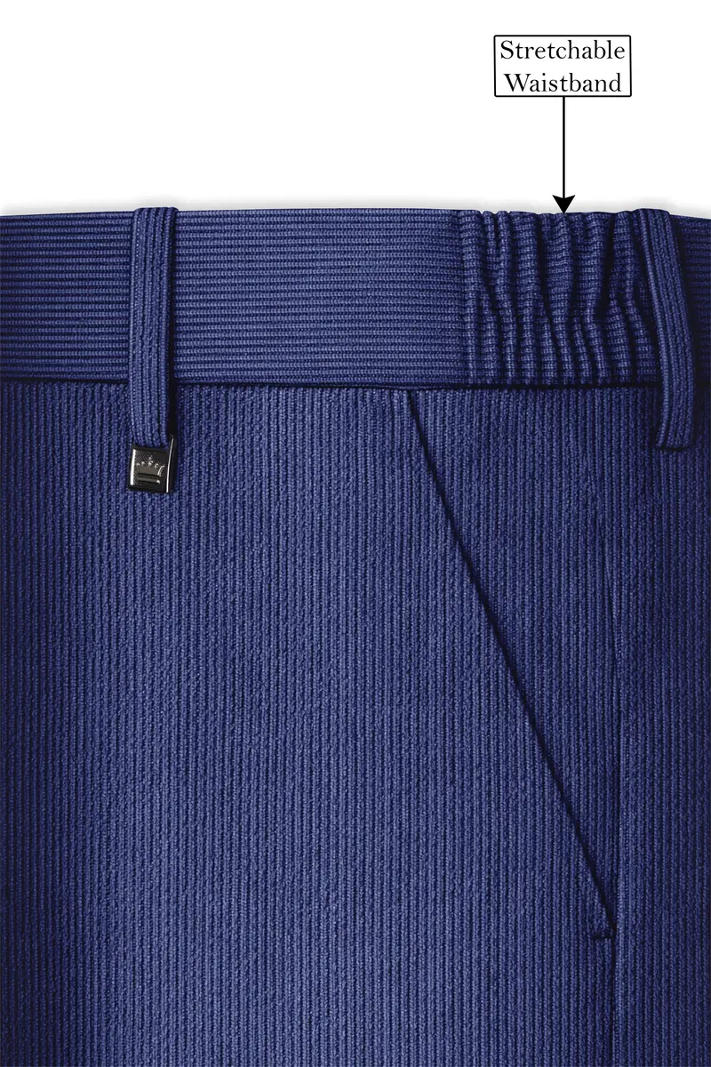 Slatzen-Slate Blue Corduroy Premium Stretchable Waistband Pant 6