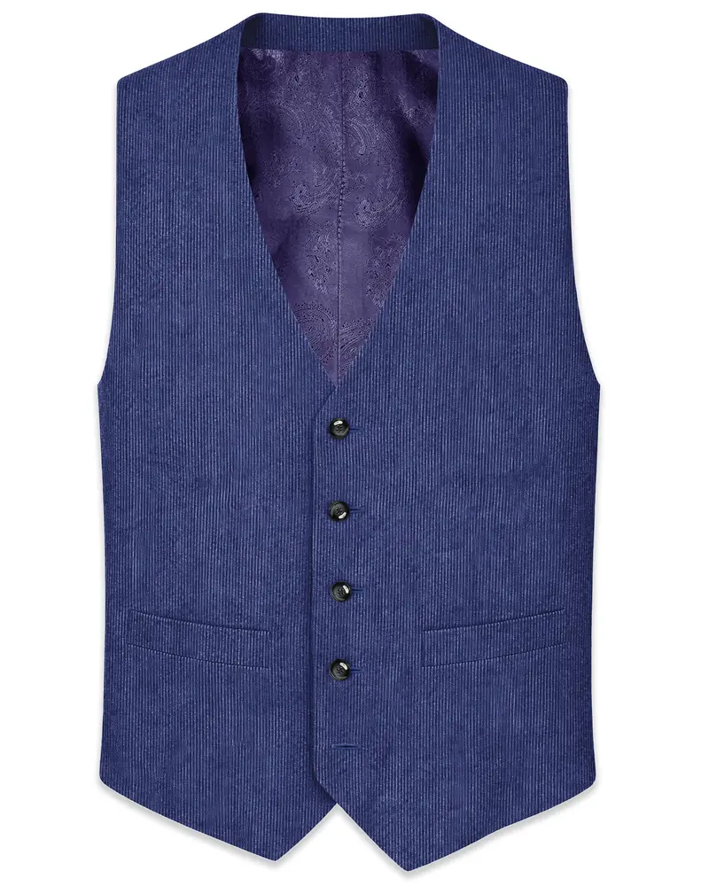 Slatzen-Slate Blue Corduroy Premium Waistcoat 1