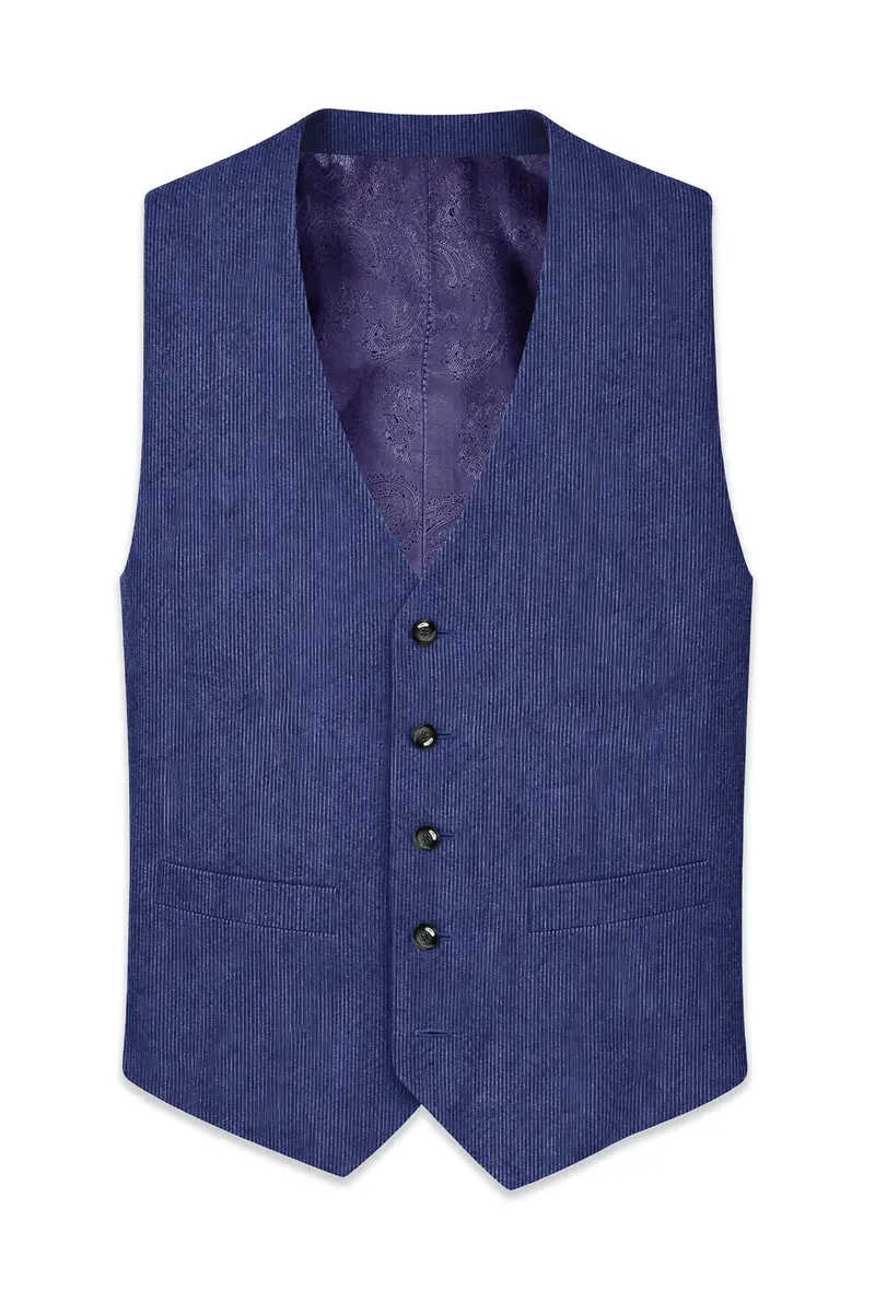 Slatzen-Slate Blue Corduroy Premium Waistcoat 2