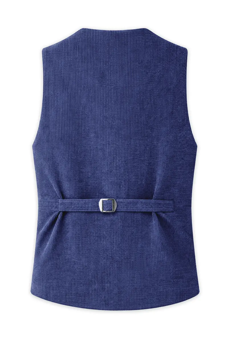 Slatzen-Slate Blue Corduroy Premium Waistcoat 4