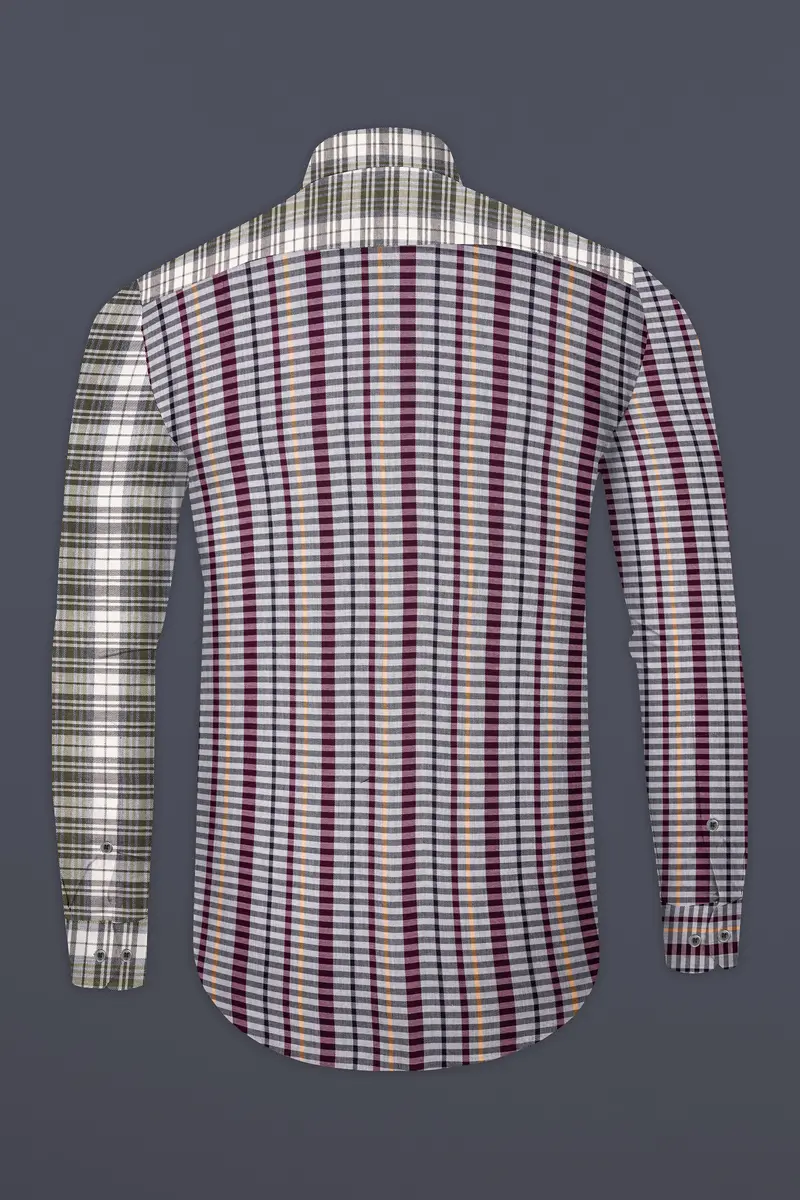 Smokey Gray And Castro Maroon Multi Color Plaid Twill Premium Cotton Designer Shirt 6
