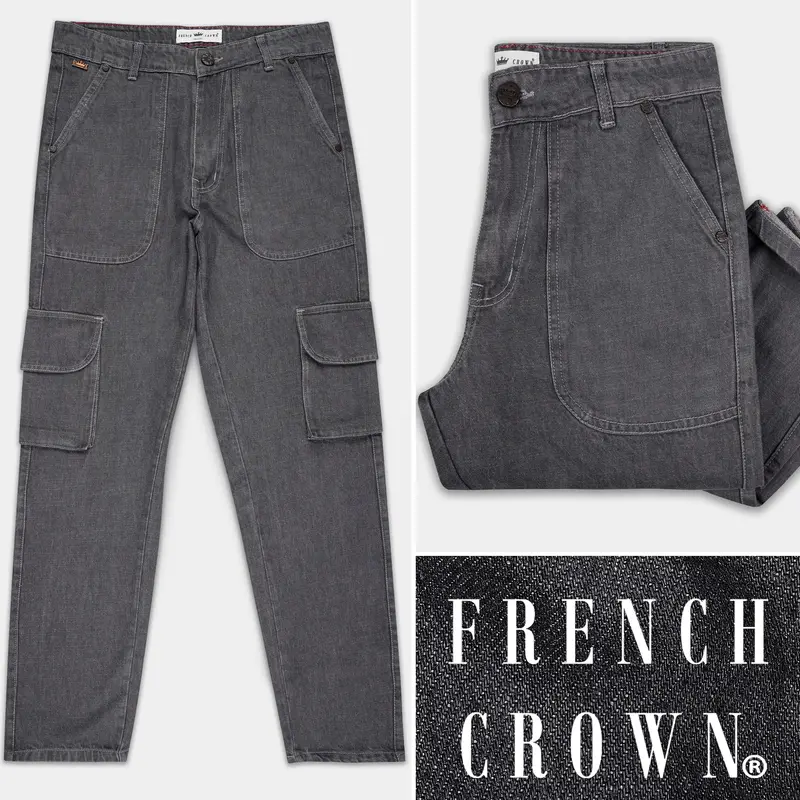 Smokey Gray Rinse Wash Cargo Denim 1