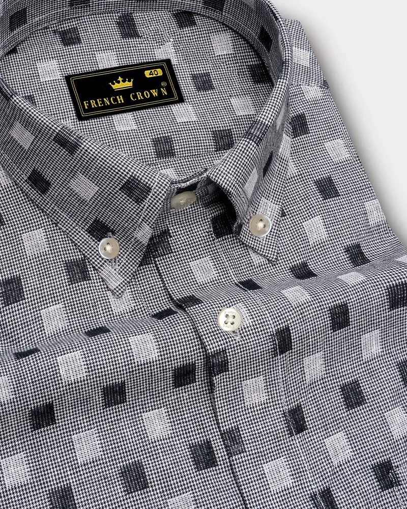 Smokey Gray With Box Dobby Textured Premium Giza Cotton Shirt 1