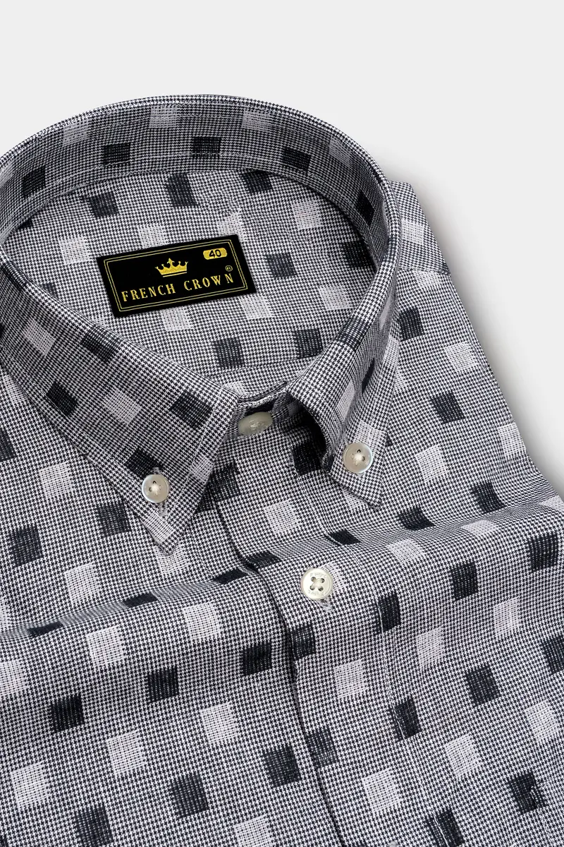 Smokey Gray With Box Dobby Textured Premium Giza Cotton Shirt 2