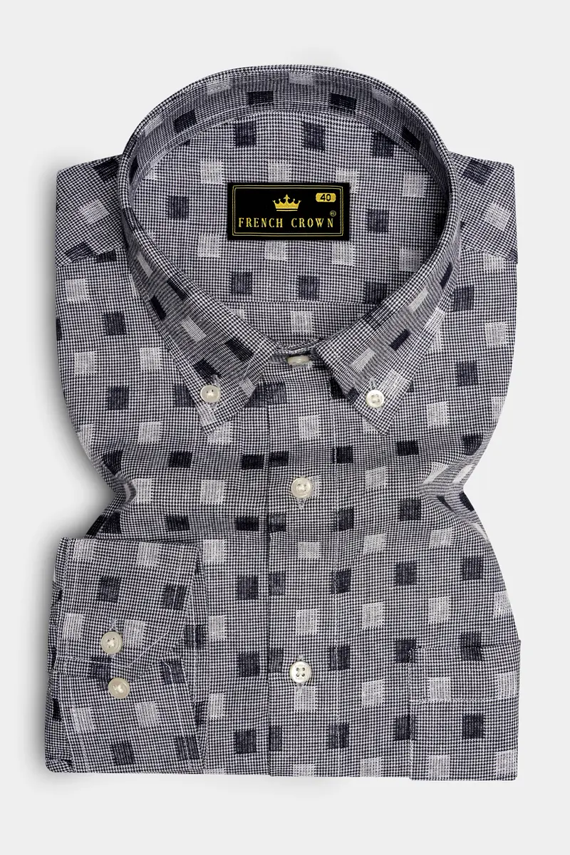 Smokey Gray With Box Dobby Textured Premium Giza Cotton Shirt 4