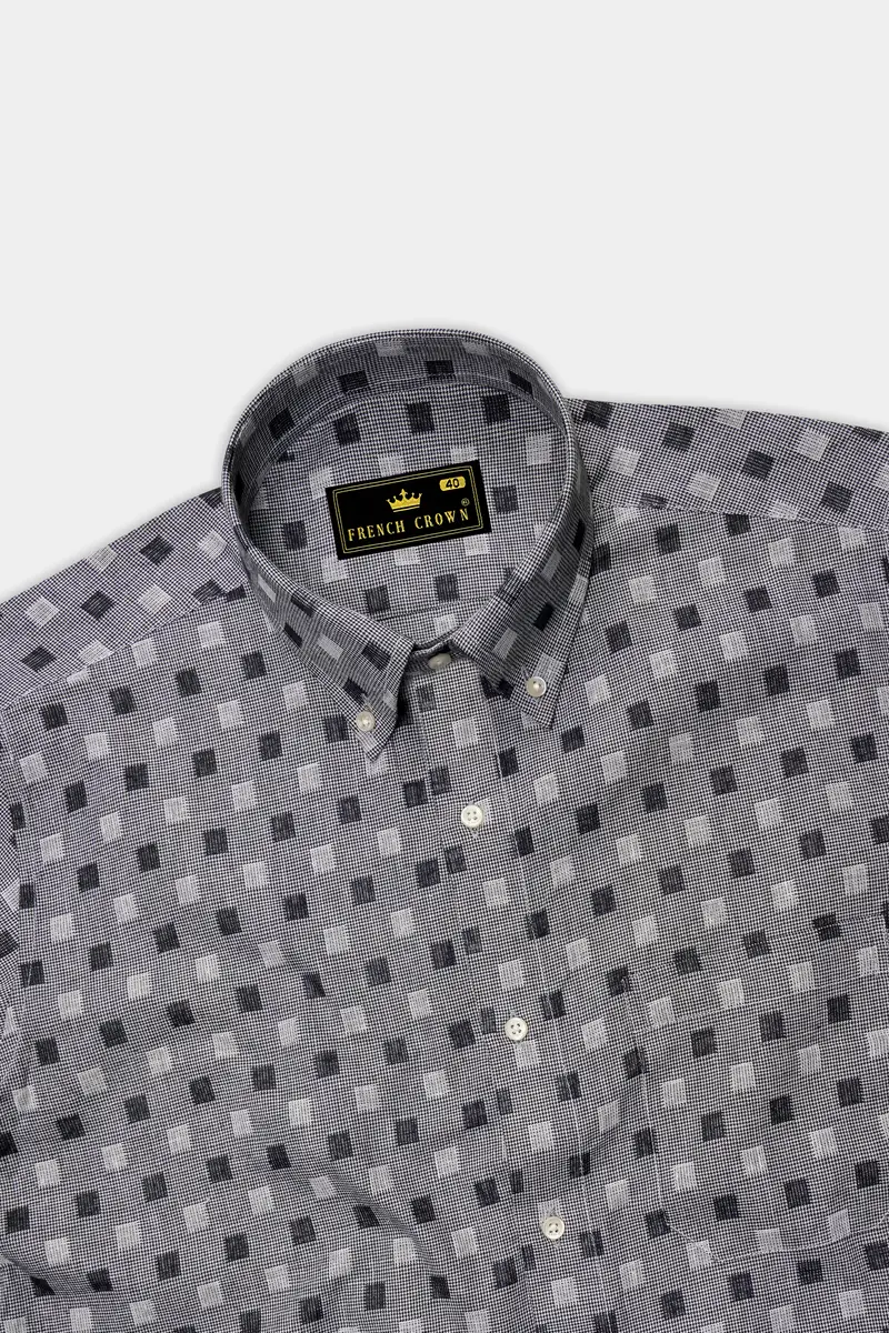 Smokey Gray With Box Dobby Textured Premium Giza Cotton Shirt 5