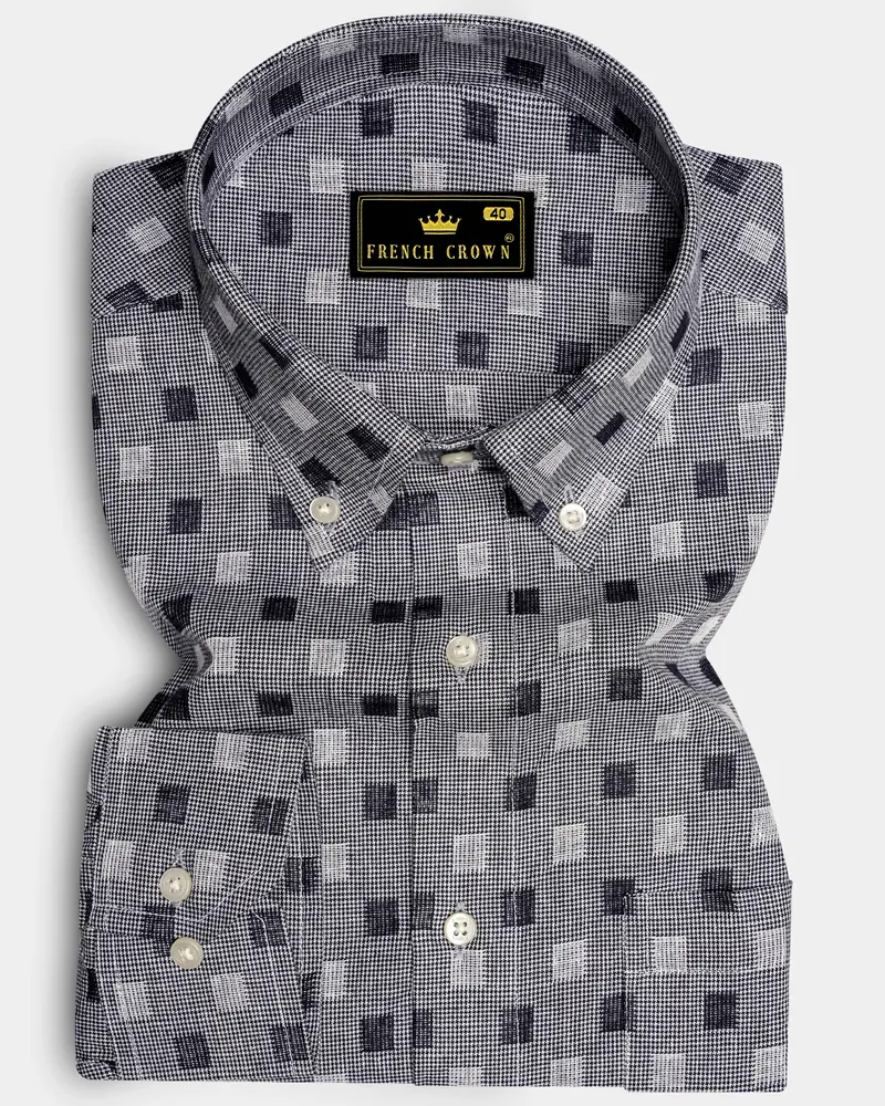Smokey Gray With Box Dobby Textured Premium Giza Cotton Shirt 6