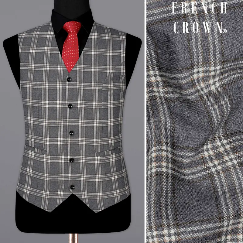 Smoky Gray Plaid Waistcoat 1