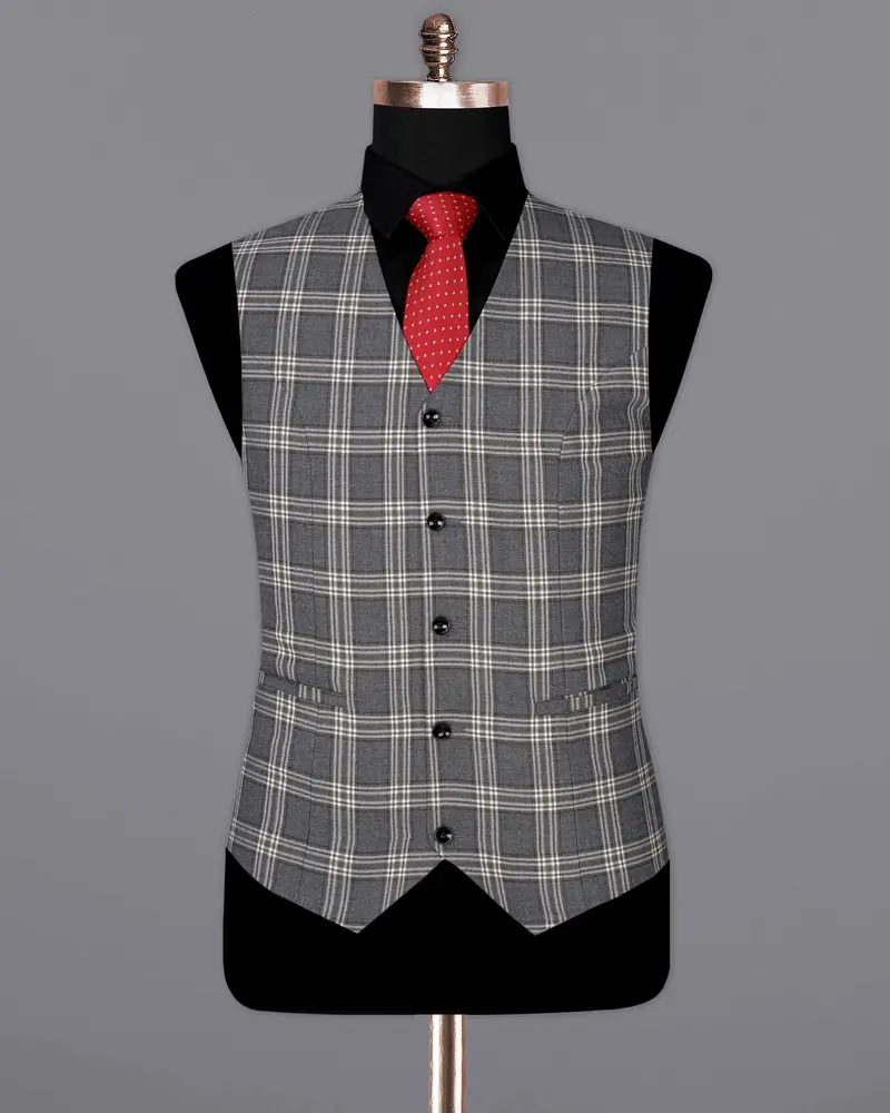 Smoky Gray Plaid Waistcoat 2