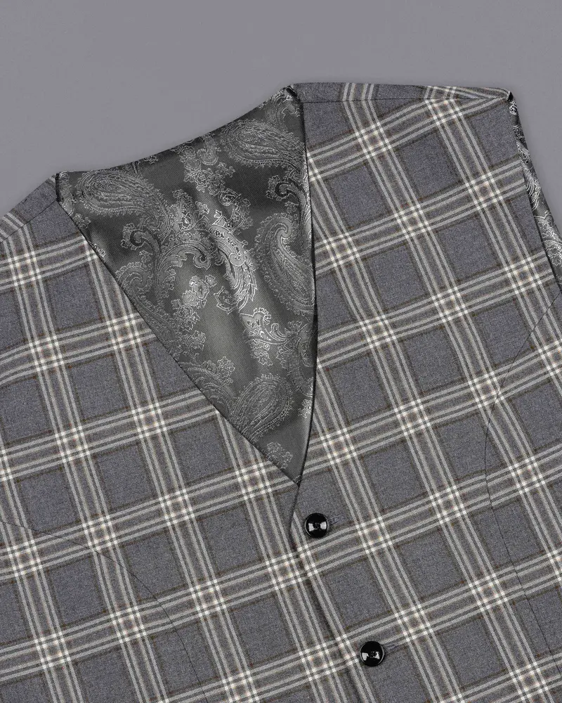 Smoky Gray Plaid Waistcoat 4