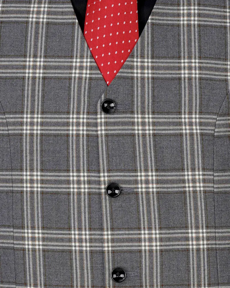Smoky Gray Plaid Waistcoat 5