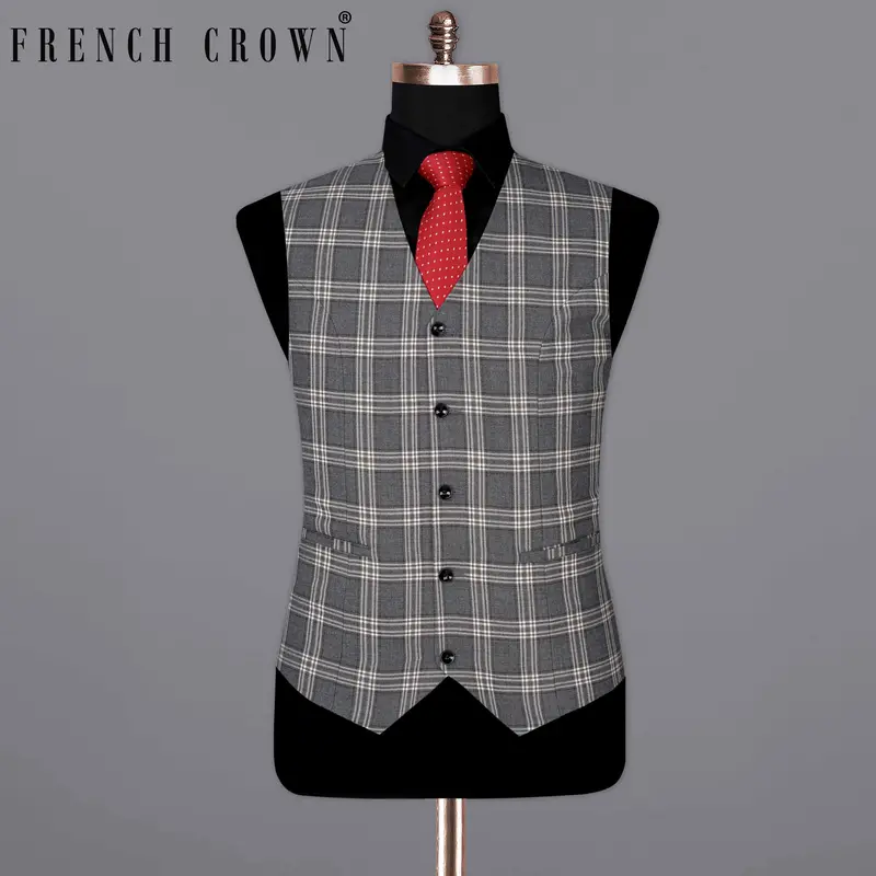Smoky Gray Plaid Waistcoat 7