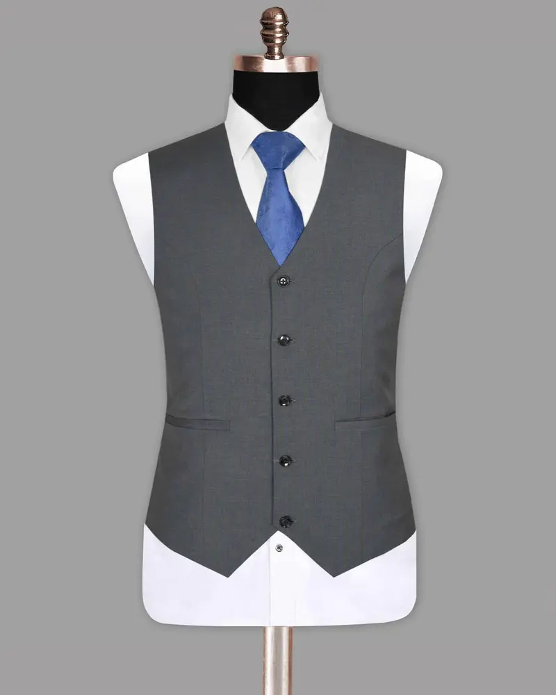 Smoky Grey Subtle Windowpane Waistcoat 2