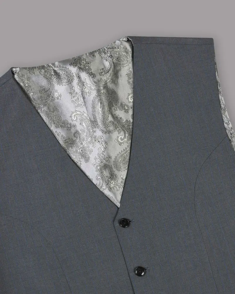 Smoky Grey Subtle Windowpane Waistcoat 4