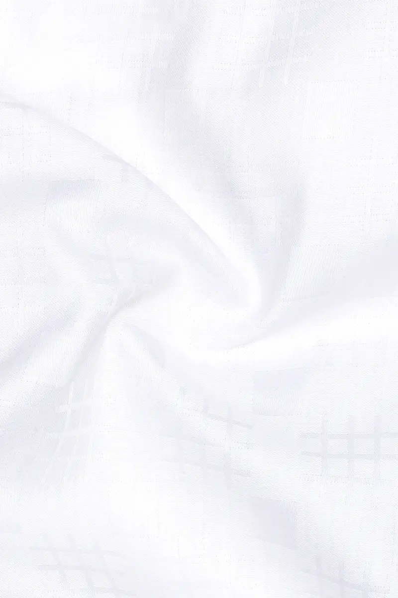 Snow Drift-Bright White Solid Jacquard Textured Premium Cotton Dress Shirt 2
