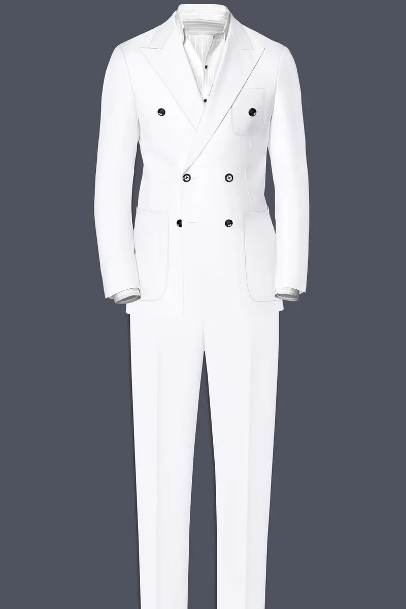 Snow White Luxurious Linen Double-Breasted Sports Blazer 9