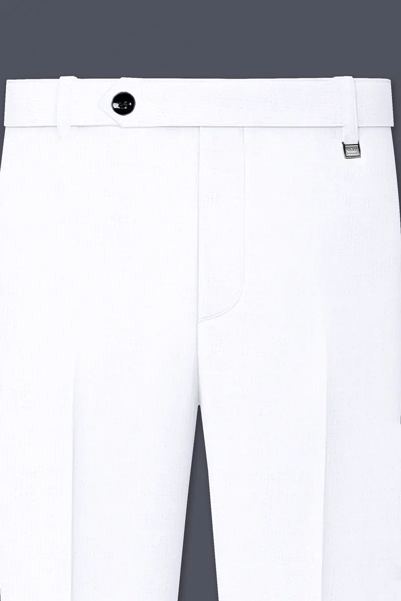 Snow White Luxurious Linen Double-Breasted Sports Suit 12