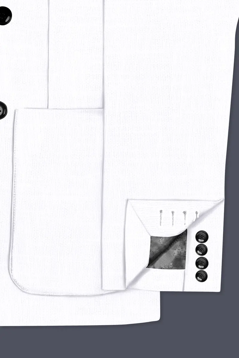 Snow White Luxurious Linen Double-Breasted Sports Suit 7