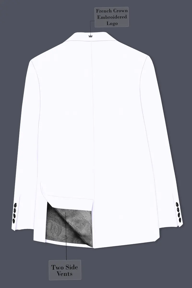 Snow White Luxurious Linen Double-Breasted Sports Suit 9