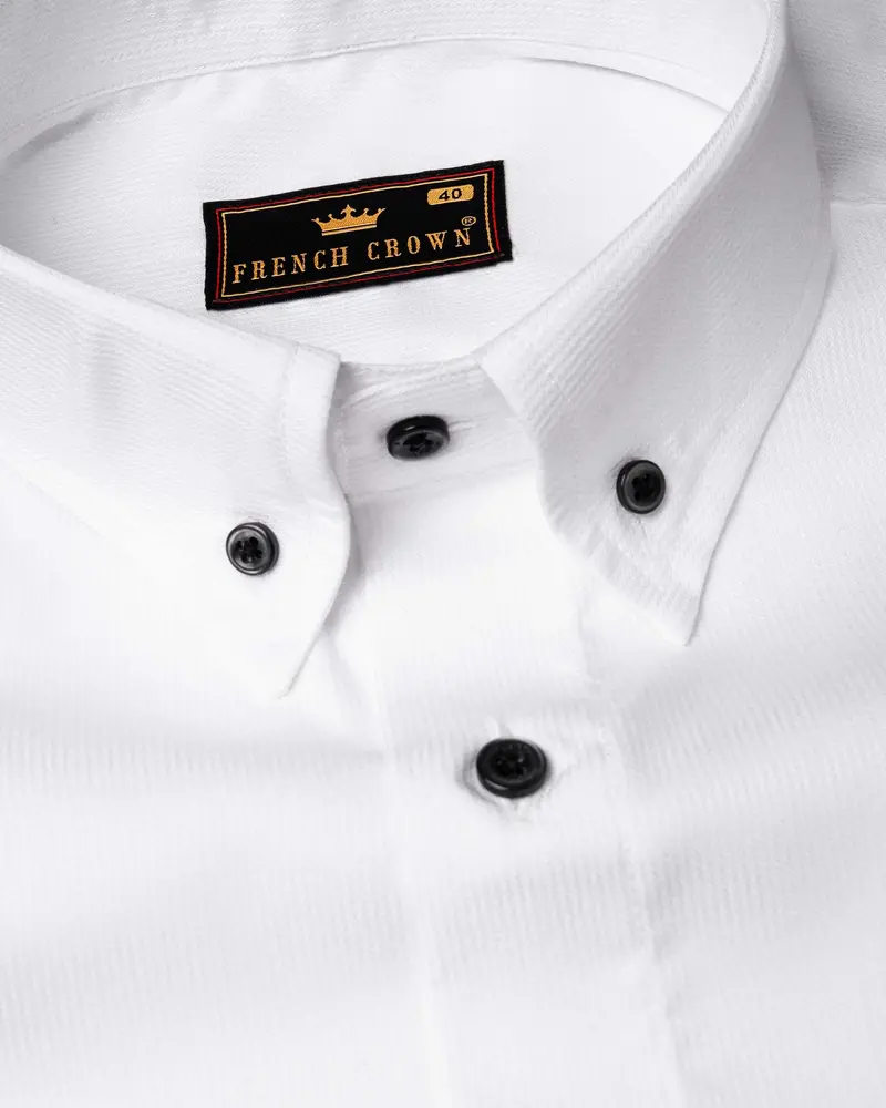 Snow White Pinstriped Premium Cotton Shirt 1