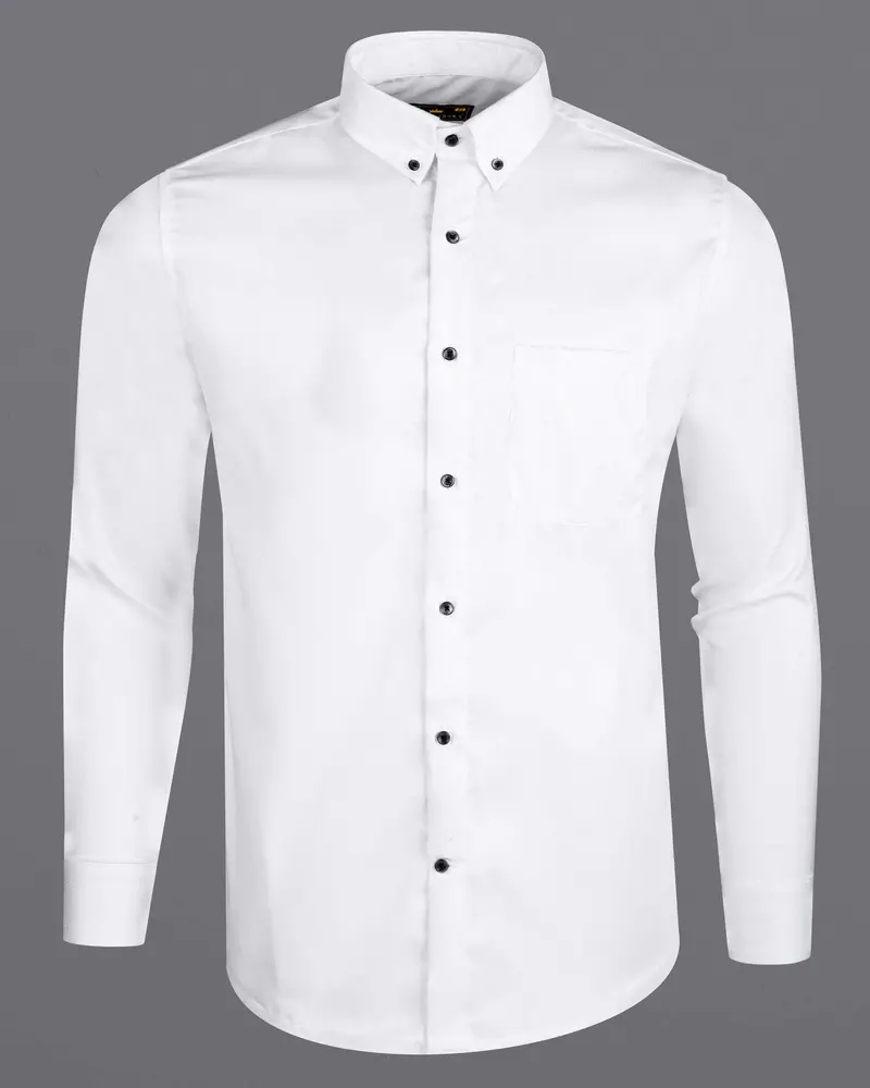 Snow White Pinstriped Premium Cotton Shirt 5