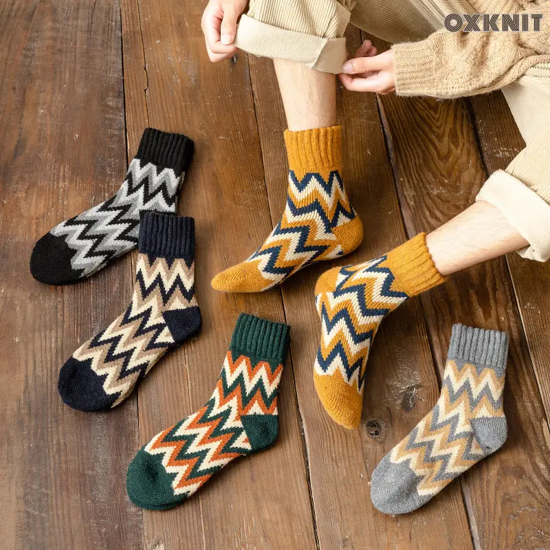 Socks Extra Thick Men's Mid-Calf Length Sock Autumn And Winter Thickened Warm Retro Socks 1