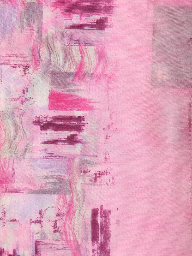 Soft Blush Pink Abstract Printed Design Blended Cotton Saree 2