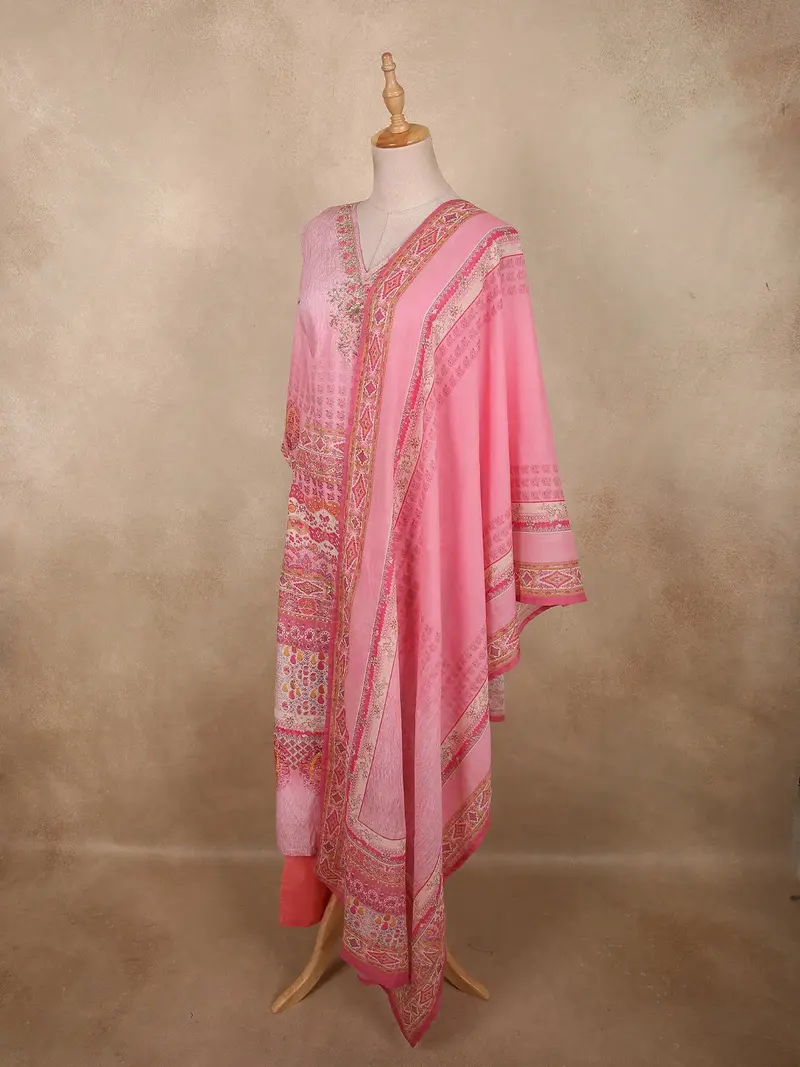 Soft Candy Pink Floral Printed Design Cotton Straight Cut Salwar Suit 3