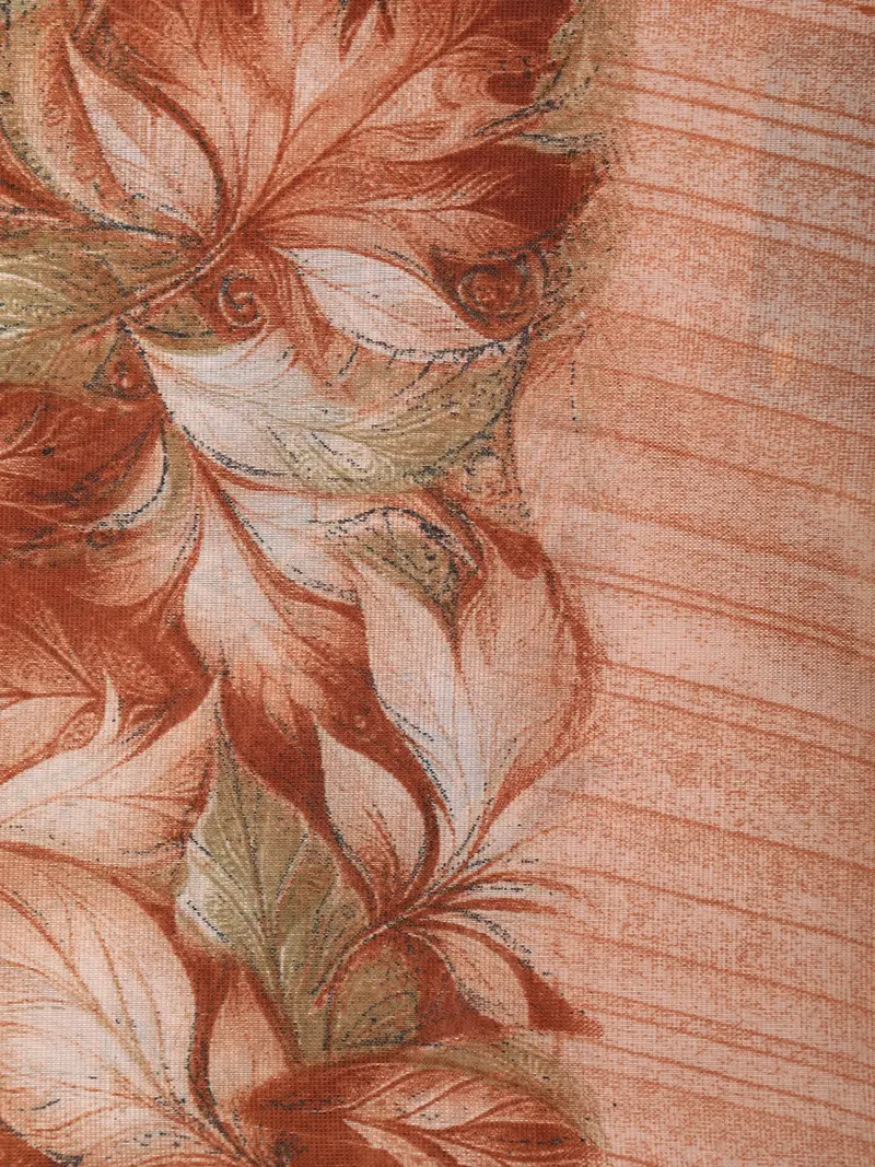 Soft Copper Brown Floral Woven Design Blended Cotton Saree 2