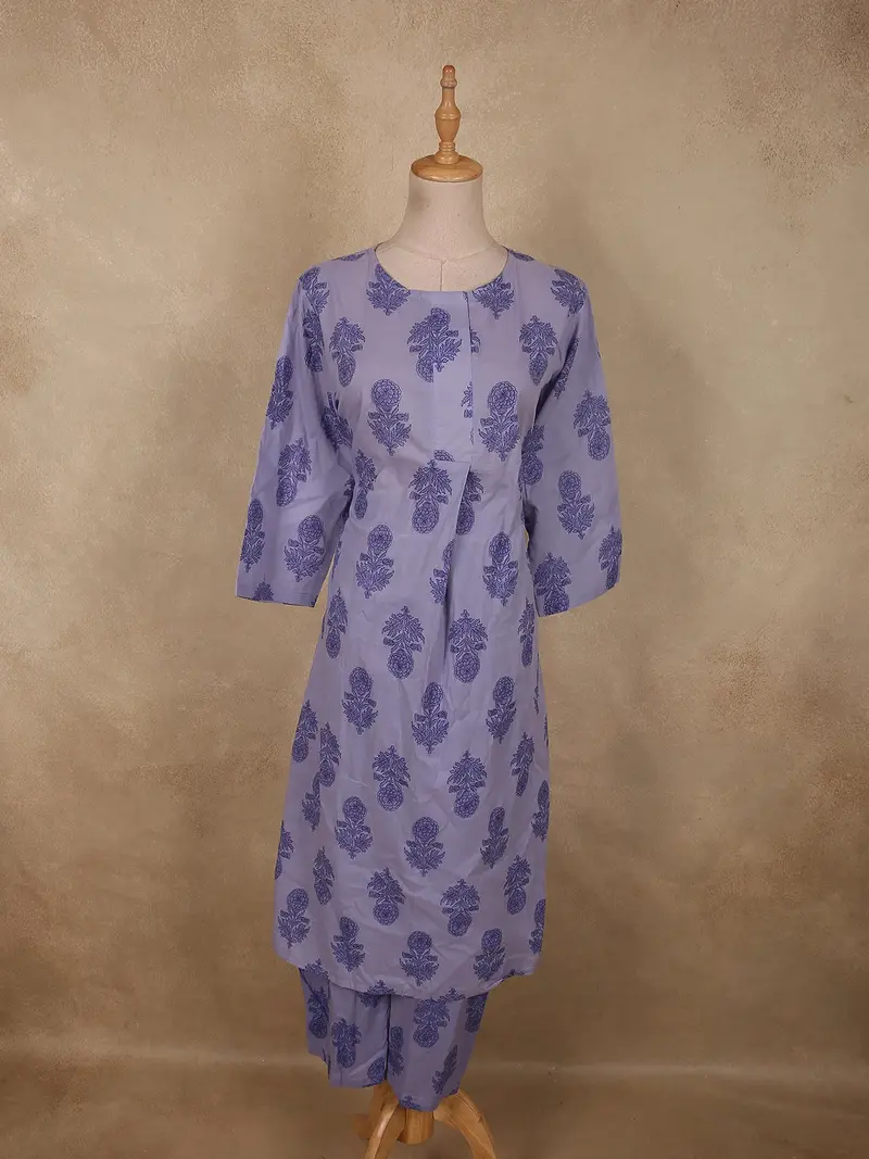 Soft Lavender Floral Printed Design Cotton Salwar Suit 1