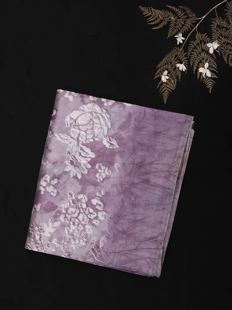 Soft Mauve Purple Floral Woven Design Blended Cotton Saree 1