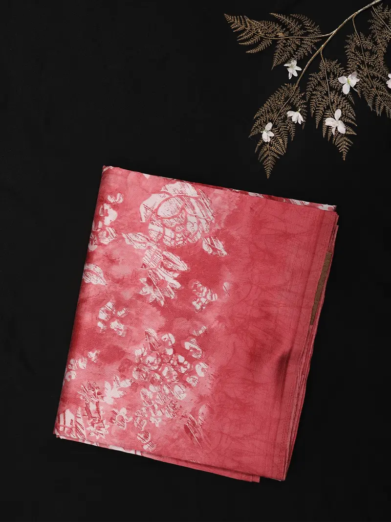 Soft Rosewood Red Floral Woven Design Blended Cotton Saree 1