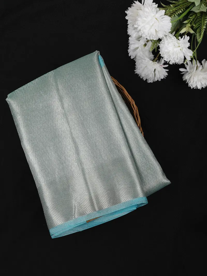 Soft Silver Grey Woven Design Tissue Silk Fancy Saree 1