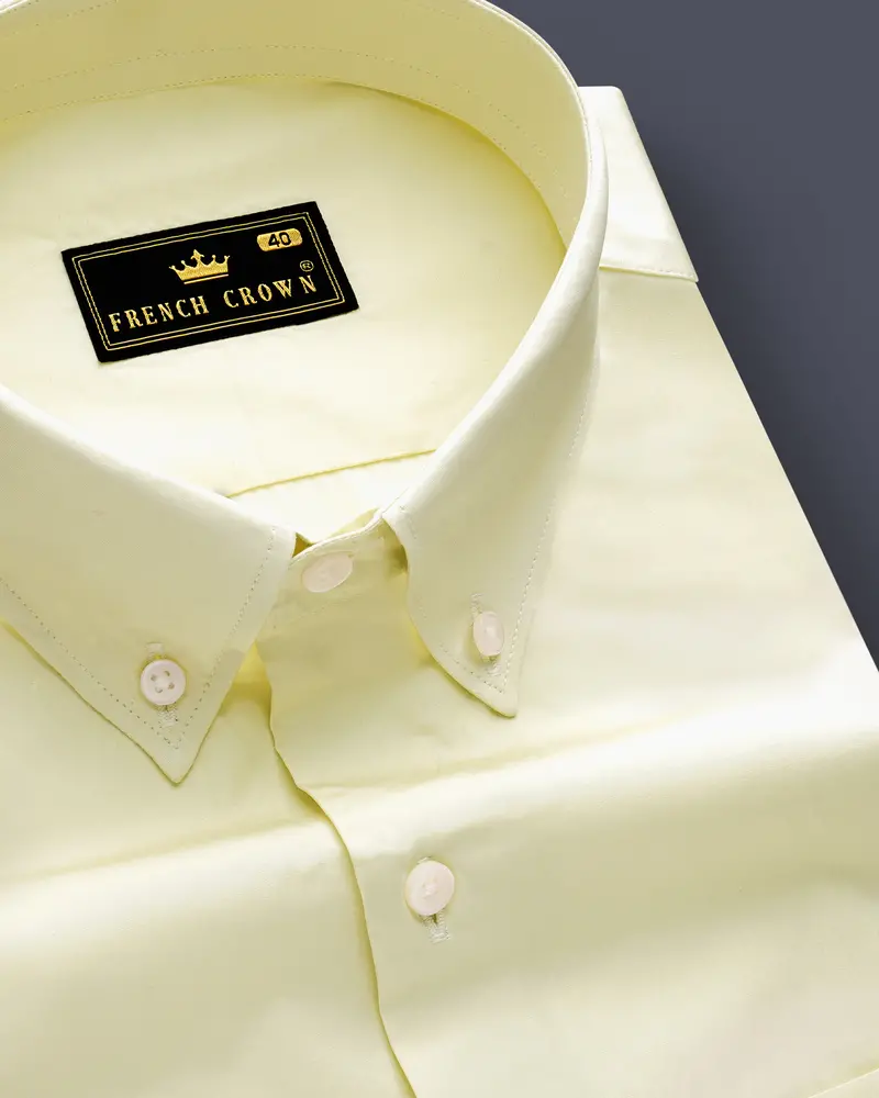 Solar Flare-Maize Yellow Solid Super Soft Premium Cotton Dress Shirt 1