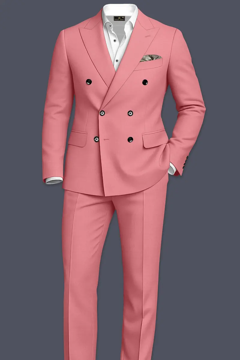 Solaro-Coral Orange Wool Rich Slight Stretch Double Breasted Blazer 9