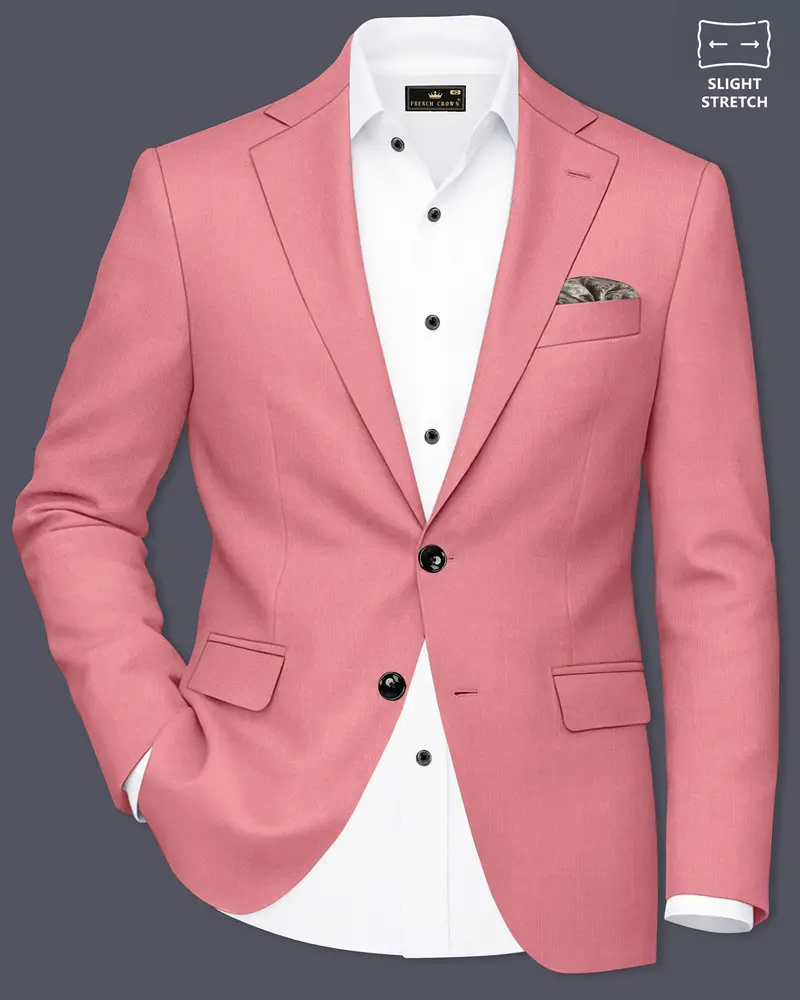 Solaro-Coral Orange Wool Rich Slight Stretch Single Breasted Blazer 1