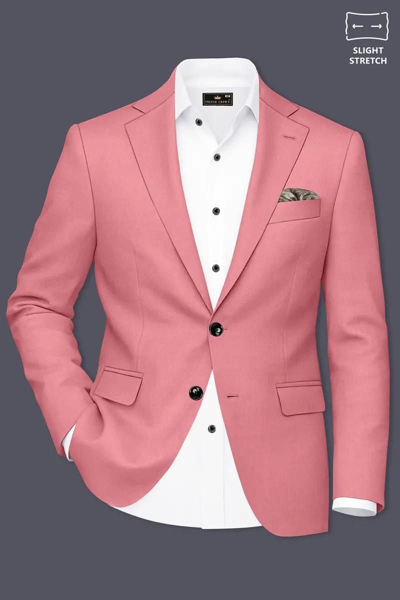 Solaro-Coral Orange Wool Rich Slight Stretch Single Breasted Blazer 2