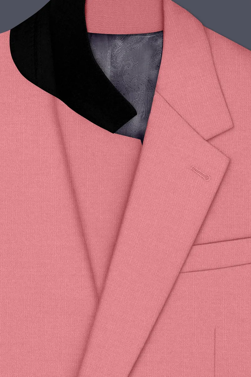 Solaro-Coral Orange Wool Rich Slight Stretch Single Breasted Blazer 4