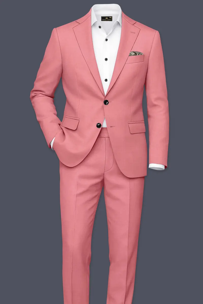Solaro-Coral Orange Wool Rich Slight Stretch Single Breasted Blazer 9