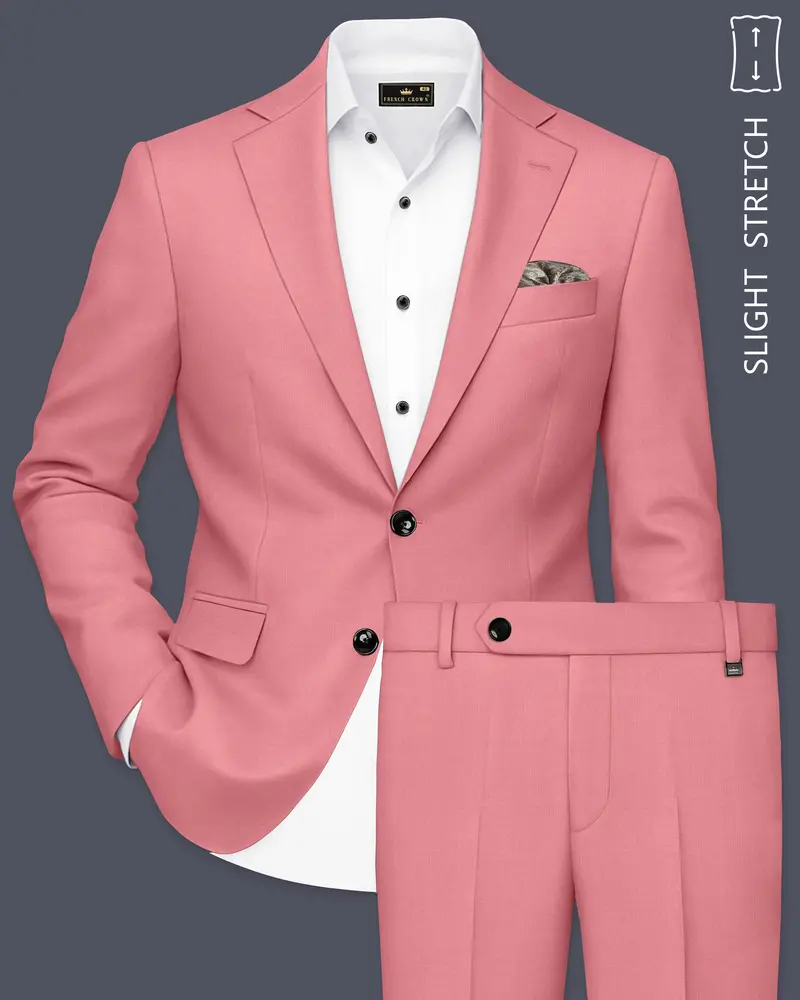 Solaro-Coral Orange Wool Rich Slight Stretch Single Breasted Suit 1