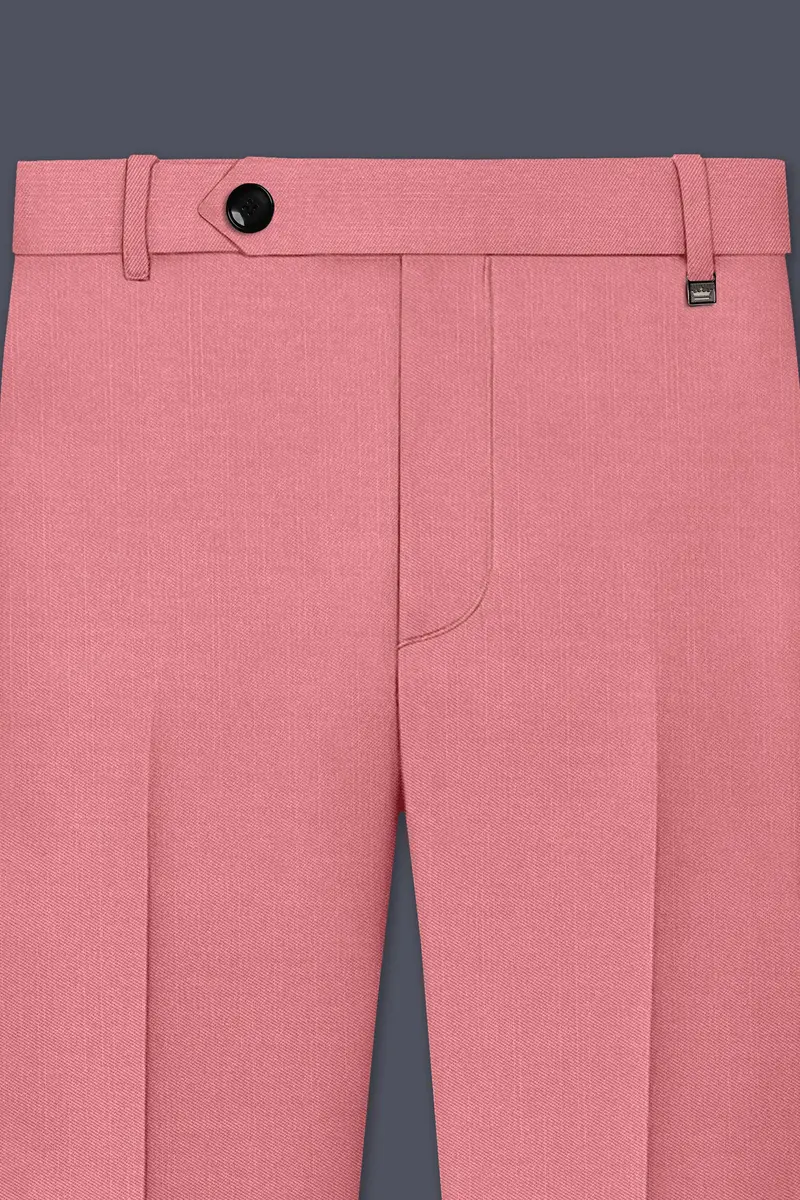 Solaro-Coral Orange Wool Rich Slight Stretch Single Breasted Suit 12