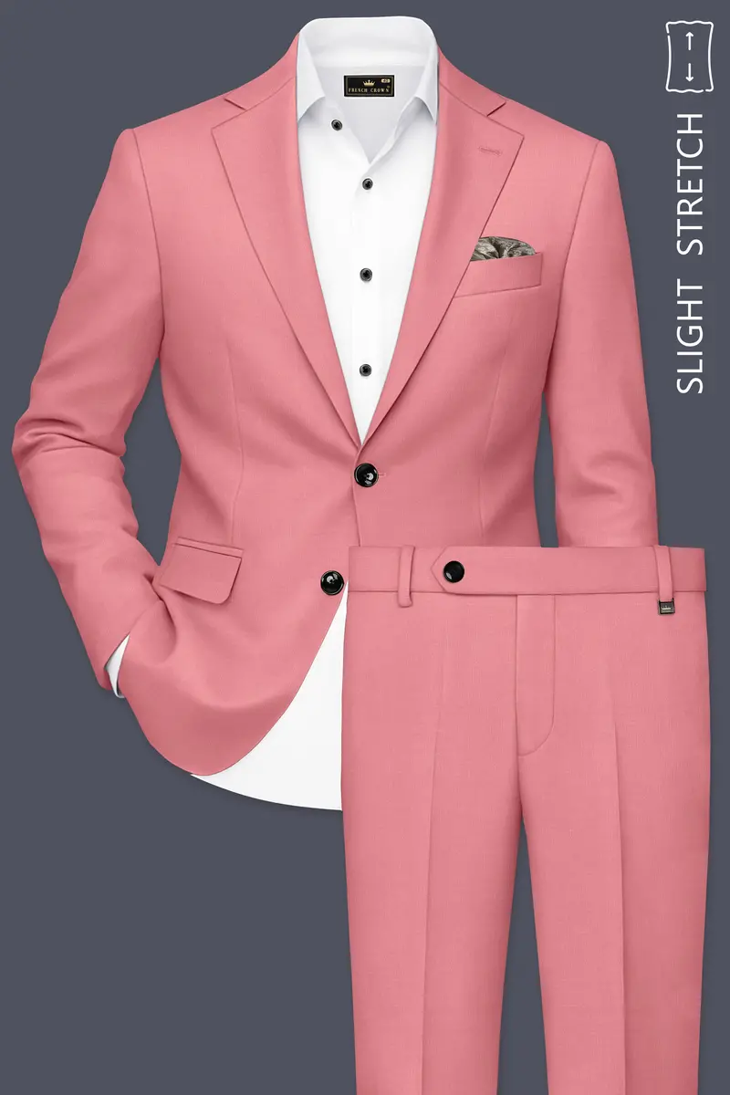 Solaro-Coral Orange Wool Rich Slight Stretch Single Breasted Suit 2