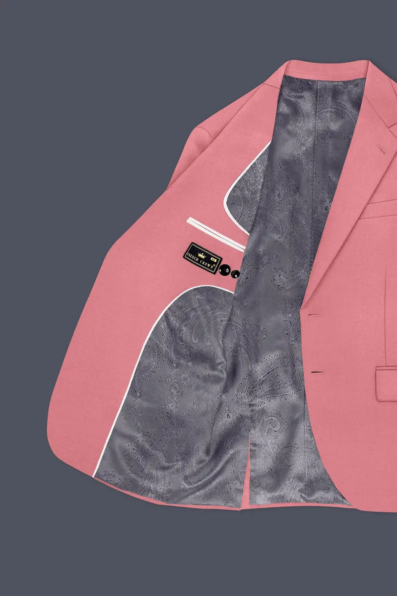 Solaro-Coral Orange Wool Rich Slight Stretch Single Breasted Suit 6
