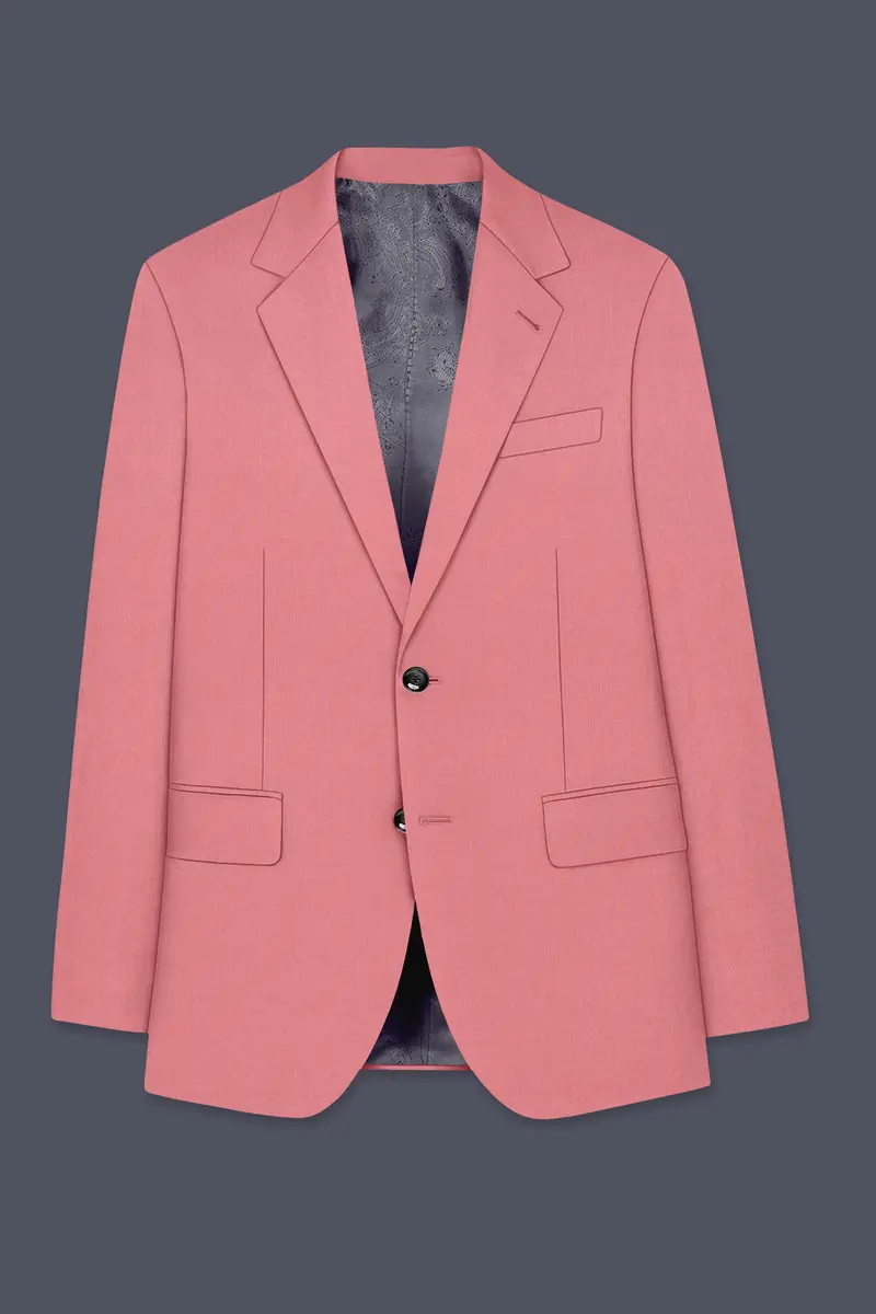 Solaro-Coral Orange Wool Rich Slight Stretch Single Breasted Suit 8