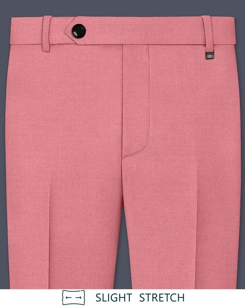 Solaro-Coral Orange Wool Rich Slight Stretch Waistband Pant 1