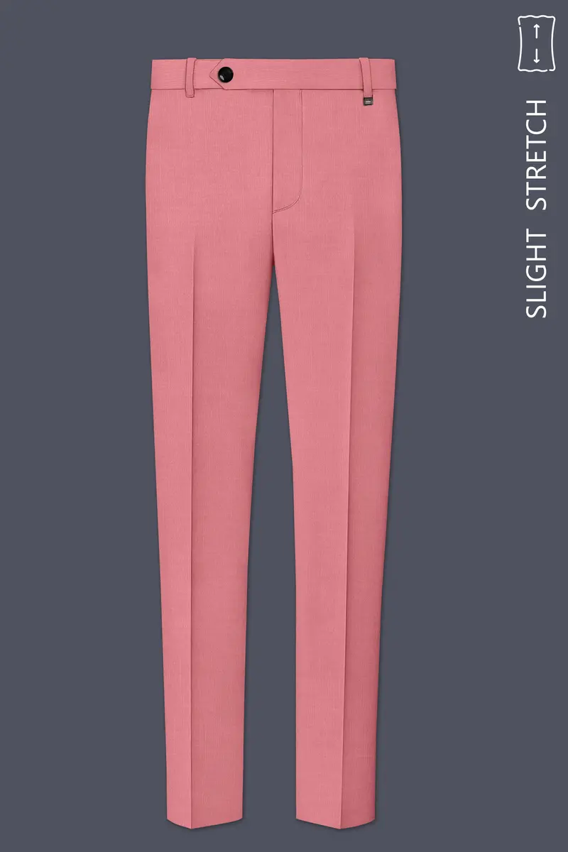 Solaro-Coral Orange Wool Rich Slight Stretch Waistband Pant 2