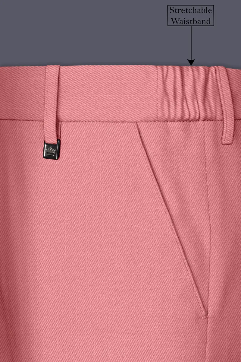 Solaro-Coral Orange Wool Rich Slight Stretch Waistband Pant 6