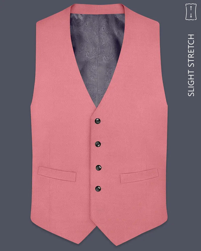 Solaro-Coral Orange Wool Rich Slight Stretch Waistcoat 1
