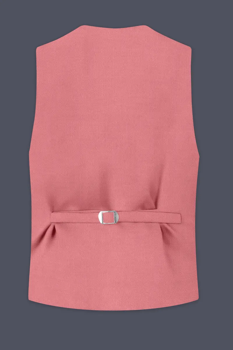 Solaro-Coral Orange Wool Rich Slight Stretch Waistcoat 4