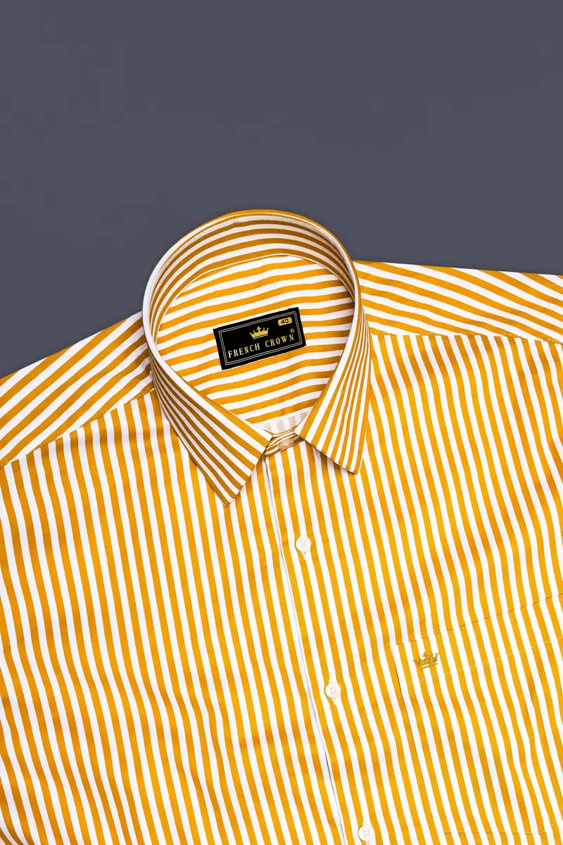 Solaro-Sunshade Yellow And Bright White Candy Striped Subtle Sheen Super Soft Premium Cotton Dress Shirt 5